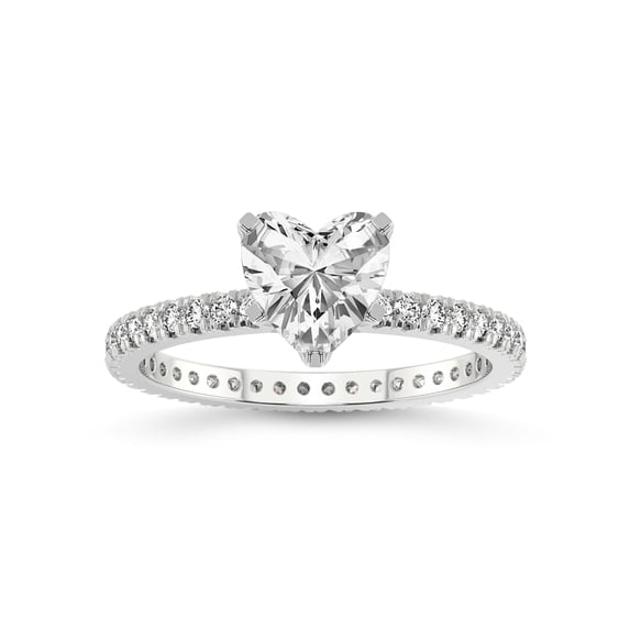 2 Carat IGI Certified Heart Shape Lab Grown Diamond Engagement Ring | 14K White Gold | Claire Full Eternity Lab Diamond Ring | FG-VS1-VS2 Quality Friendly Diamonds