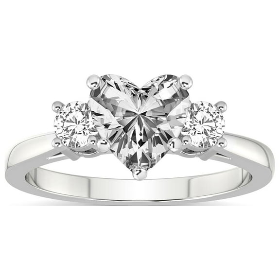 IGI Certified 2 Carat Heart Shape Lab Grown Diamond Engagement Ring | 14K White Gold | Intricacy Three Stone Lab Diamond Ring | FG-VS2-VS2 Quality Friendly Diamonds