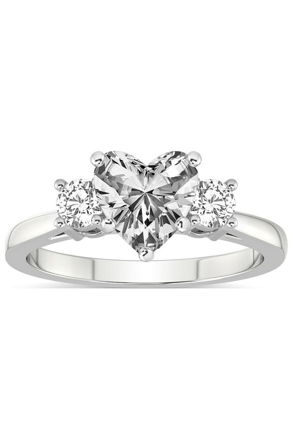 IGI Certified 2 Carat Heart Shape Lab Grown Diamond Engagement Ring | 14K White Gold | Intricacy Three Stone Lab Diamond Ring | FG-VS2-VS2 Quality Friendly Diamonds