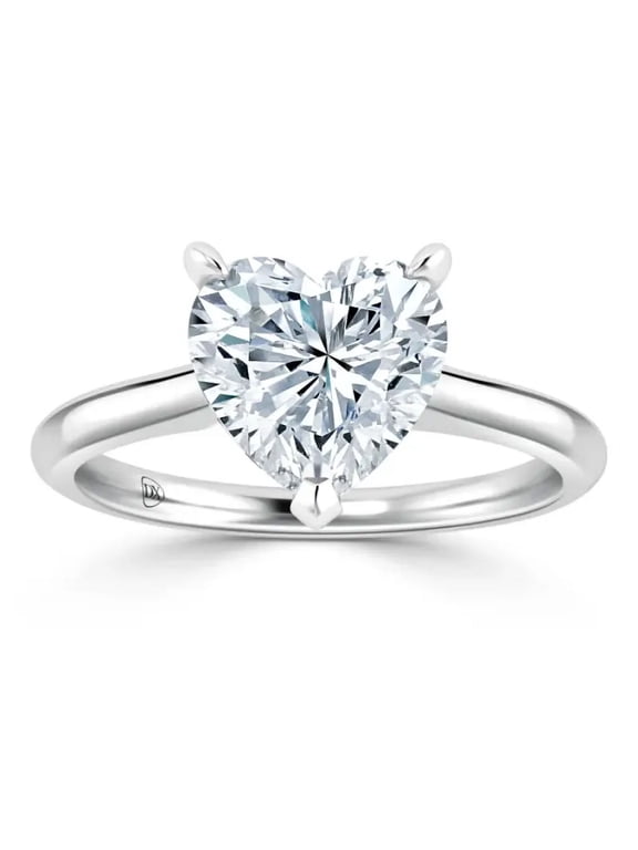 Heart Shape Lab Grown Diamond Engagement Ring, 2 ct, 14k White Gold