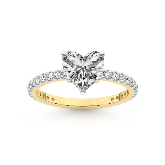 2 Carat IGI Certified Heart Shape Lab Grown Diamond Engagement Ring | 14K Yellow Gold | Emily Eternity Lab Diamond Ring | FG-VS1-VS2 Quality Friendly Diamonds