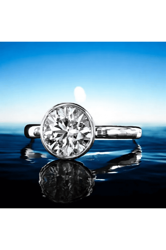 2 Carat IGI Certified Lab Created Round Diamond Engagement Ring in Solid PT950 Platinum Band