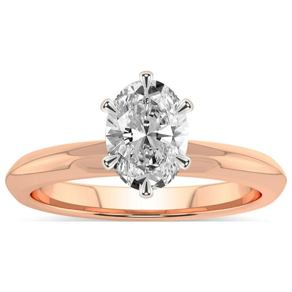 IGI Certified 2 Carat Oval Shape Lab Grown Diamond Engagement Ring | 14K Rose Gold | Alora Solitaire Diamond Ring | FG-VS1-VS2 Quality Friendly Diamonds