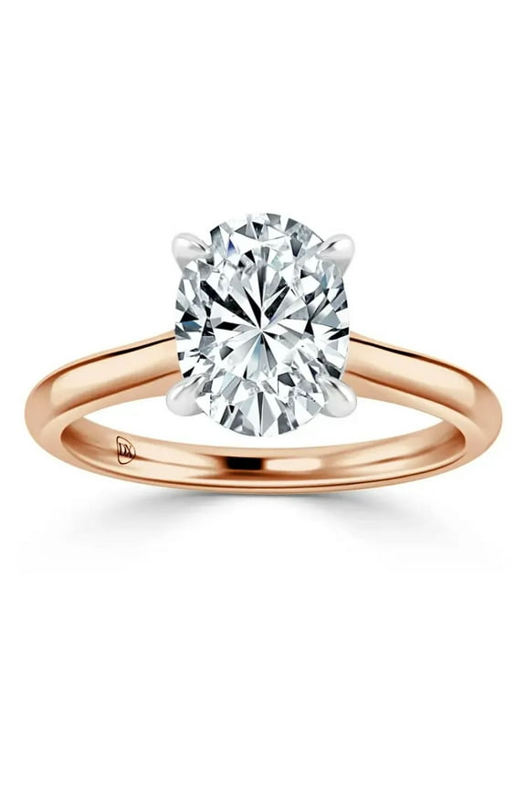 2 Carat IGI Certified Oval Shape Lab Grown Diamond Engagement Ring | 14K Rose Gold | Solitaire Lab Diamond Ring | FG - VS1- VS2