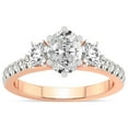 thumbnail image 1 of 2 Carat IGI Certified Oval Shape Lab Grown Diamond Engagement Ring | 14K Rose Gold | Tiara Three Stone Lab Diamond Ring | FG-VS1-VS2 Quality Friendly Diamonds, 1 of 5