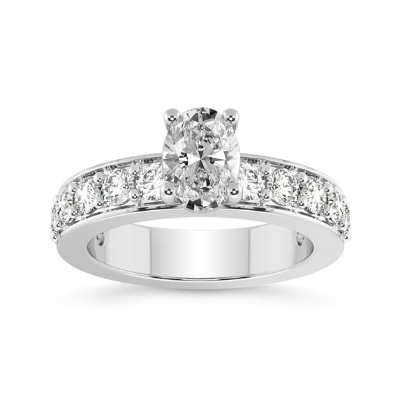 IGI Certified 2 Carat Oval Shape Lab Grown Diamond Engagement Ring | 14K White Gold | Adele Side Stone Lab Diamond Ring | FG-VS1-VS2 Quality Friendly Diamonds