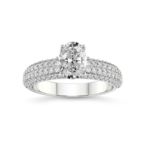 2 Carat IGI Certified Oval Shape Lab Grown Diamond Engagement Ring | 14K White Gold | Amira Luxe Secret Double Halo Lab Diamond Ring | FG-VS1-VS2 Quality Friendly Diamonds