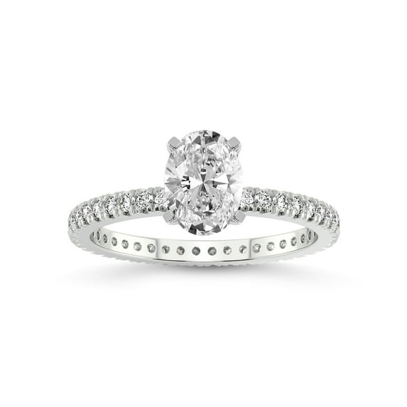 2 Carat IGI Certified Oval Shape Lab Grown Diamond Engagement Ring | 14K White Gold | Claire Full Eternity Lab Diamond Ring | FG-VS1-VS2 Quality Friendly Diamonds