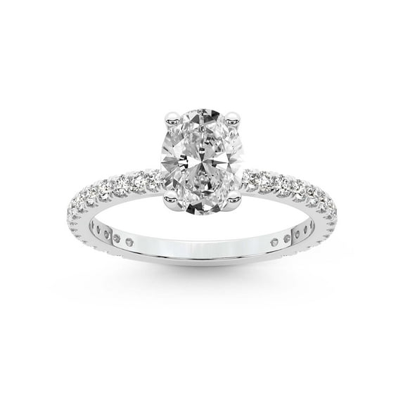 2 Carat IGI Certified Oval Shape Lab Grown Diamond Engagement Ring | 14K White Gold | Emily Eternity Lab Diamond Ring | FG-VS1-VS2 Quality Friendly Diamonds