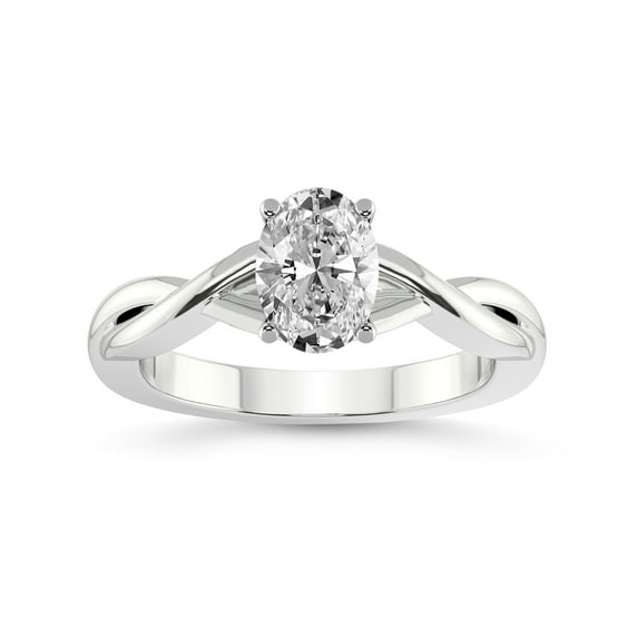 2 Carat IGI Certified Oval Shape Lab Grown Diamond Engagement Ring | 14K White Gold | Intertwine Bliss Solitaire Lab Diamond Ring | FG-VS1-VS2 Quality Friendly Diamonds