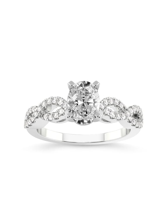 2 Carat IGI Certified Oval Shape Lab Grown Diamond Engagement Ring | 14K White Gold | Lorene Twisted Shank Lab Diamond Ring | FG-VS1-VS2 Quality Friendly Diamonds