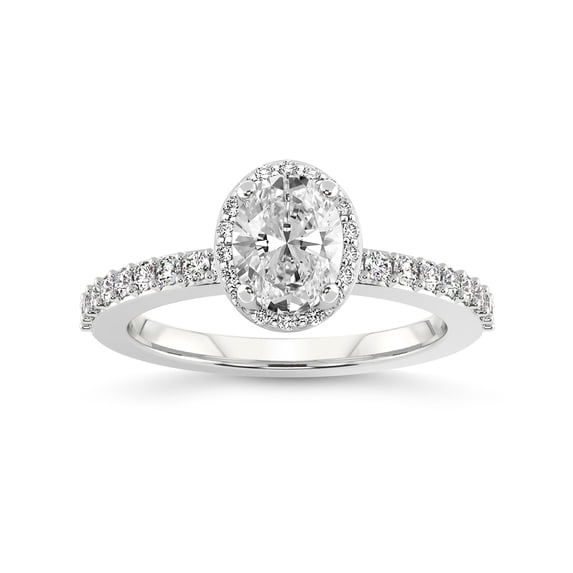 2 Carat IGI Certified Oval Shape Lab Grown Diamond Engagement Ring | 14K White Gold | Lumina Halo Diamond Eternity Lab Diamond Ring | FG-VS1-VS2 Quality Friendly Diamonds