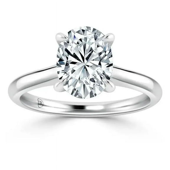 OM-RE Oval 2 Ct Diamond Engagement Ring, 14K White Gold