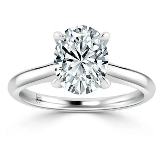 OM-RE Oval FG Diamond Engagement Ring, 2 ct, 14k White Gold, Solitaire Lab Diamond Ring