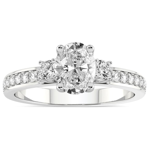 2 Carat IGI Certified Oval Shape Lab Grown Diamond Engagement Ring | 14K White Gold | Trilogy Three Stone Lab Diamond Ring | FG-VS1-VS2 Quality Friendly Diamonds
