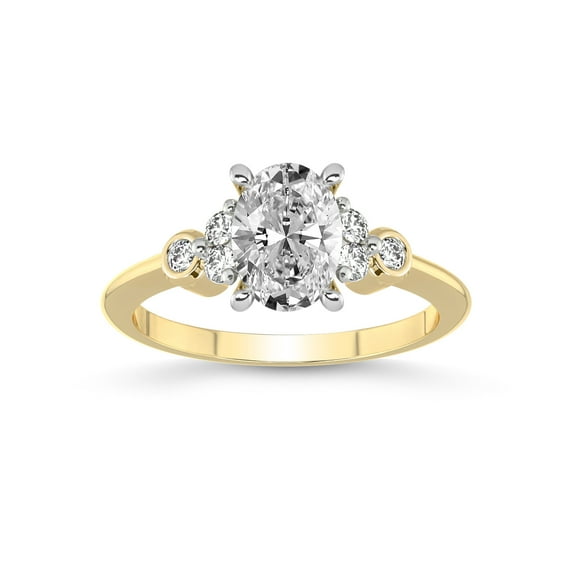 2 Carat IGI Certified Oval Shape Lab Grown Diamond Engagement Ring | 14K Yellow Gold |Amore Side Stone Lab Diamond Ring | FG-VS1-VS2 Quality Friendly Diamonds