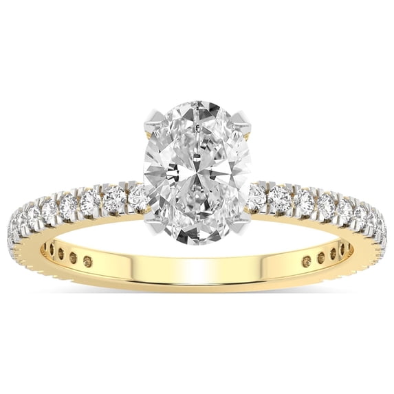 2 Carat IGI Certified Oval Shape Lab Grown Diamond Engagement Ring | 14K Yellow Gold | Kylie Eternity Lab Diamond Ring | FG-VS1-VS2 Quality Friendly Diamonds