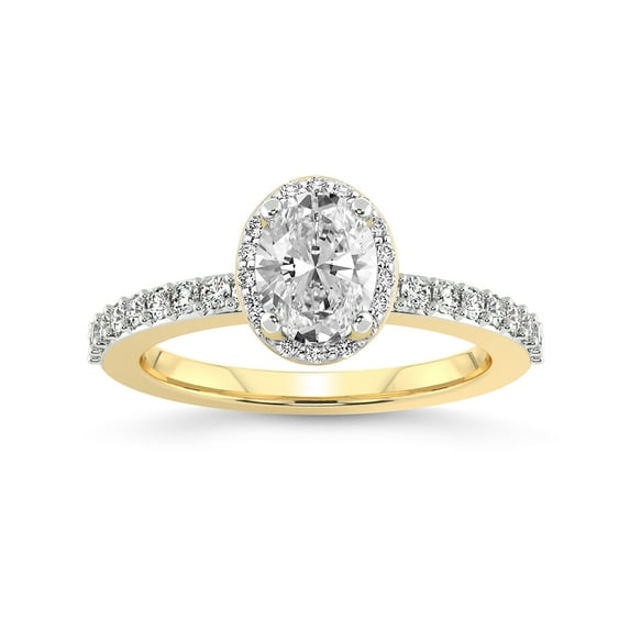 2 Carat IGI Certified Oval Shape Lab Grown Diamond Engagement Ring | 14K Yellow Gold | Lumina Halo Diamond Eternity Lab Diamond Ring | FG-VS1-VS2 Quality Friendly Diamonds