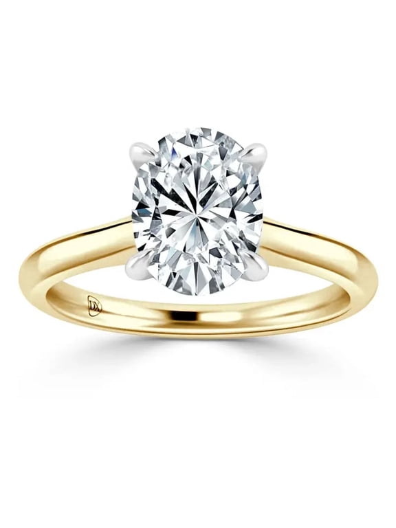 Oval Solitaire F-G Lab Grown Diamond Engagement Rings 2 ct. t.w. 14k, Yellow Gold