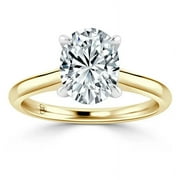 OM-RE Oval 2 Ct Diamond Engagement Ring, 14K Yellow Gold