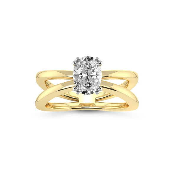 IGI Certified 2 Carat Oval Shape Lab Grown Diamond Engagement Ring | 14K White Gold | Stella Criss Cross Solitaire Lab Diamond Ring | FG-VS1-VS2 Quality Friendly Diamonds