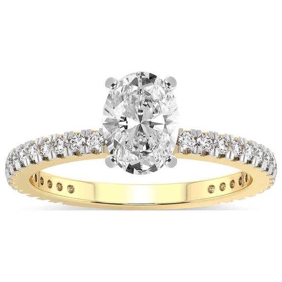 2 Carat IGI Certified Oval Shape Lab Grown Diamond Engagement Ring | 14K Yellow Gold | Zoey Six Prong Eternity Lab Diamond Ring | FG-VS1-VS2 Quality Friendly Diamonds
