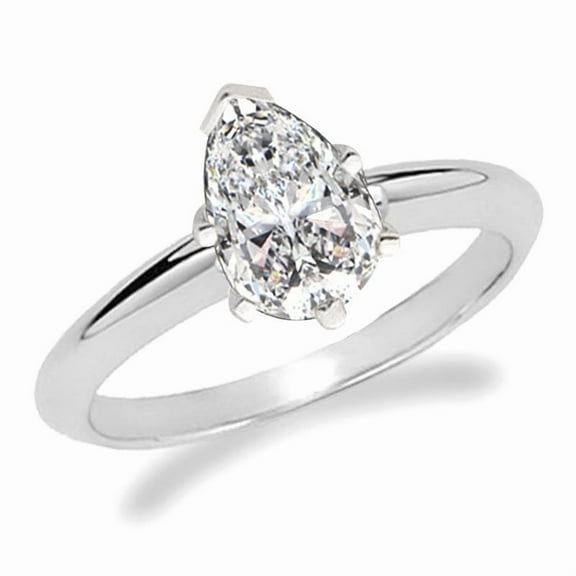 2 Carat IGI Certified Pear Shape Lab Grown Diamond 14K White Gold Solitaire Engagement Ring Size 3 (G-H Color, VS2 Clarity)
