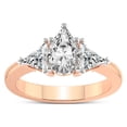 thumbnail image 1 of 2 Carat IGI Certified Pear Shape Lab Grown Diamond Engagement Ring | 14K Rose Gold |Caroline Three Stone Side Trillion Diamond Ring | FG-VS1-VS2 Quality Friendly Diamonds, 1 of 5