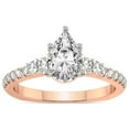 thumbnail image 1 of IGI Certified 2 Carat Pear Shape Lab Grown Diamond Engagement Ring | 14K Rose Gold |Geneva Side Stone Diamond Ring | FG-VS Quality Friendly Diamonds, 1 of 6