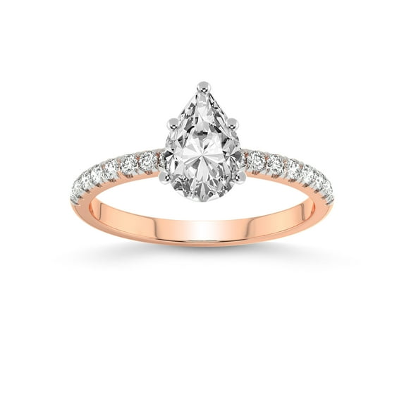 2 Carat IGI Certified Pear Shape Lab Grown Diamond Engagement Ring | 14K Rose Gold | Olivia Secret Halo Lab Diamond Ring | FG-VS1-VS2 Quality Friendly Diamonds