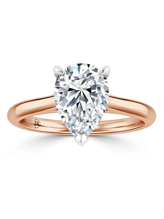 2 Carat IGI Certified Pear Shape Lab Grown Diamond Engagement Ring | 14K Rose Gold | Solitaire Lab Diamond Ring | FG - VS1- VS2