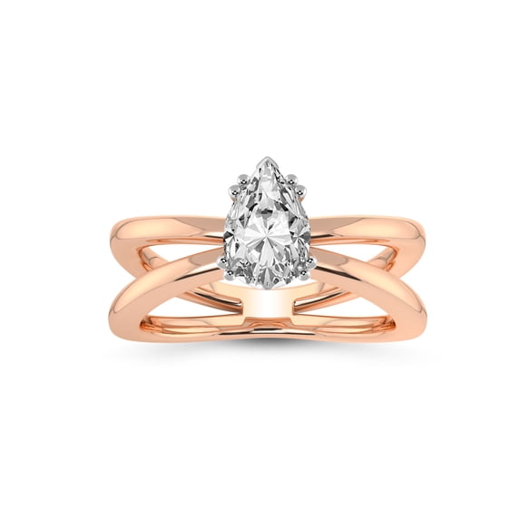 IGI Certified 2 Carat Pear Shape Lab Grown Diamond Engagement Ring | 14K Rose Gold | Stella Criss Cross Solitaire Lab Diamond Ring | FG-VS1-VS2 Quality Friendly Diamonds