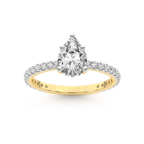 2 Carat IGI Certified Pear Shape Lab Grown Diamond Engagement Ring | 14K Yellow Gold | Emily Eternity Lab Diamond Ring | FG-VS1-VS2 Quality Friendly Diamonds