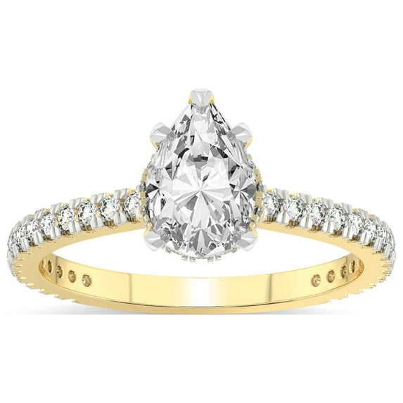 2 Carat IGI Certified Pear Shape Lab Grown Diamond Engagement Ring | 14K Yellow Gold | Myra Secret Halo Lab Diamond Ring | FG-VS1-VS2 Quality Friendly Diamonds