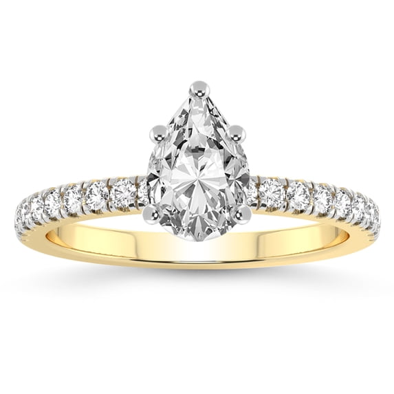 IGI Certified 2 Carat Pear Shape Lab Grown Diamond Engagement Ring | 14K White Gold |Nomi Classic Eternity Lab Diamond Ring | FG-VS1-VS2 Quality Friendly Diamonds