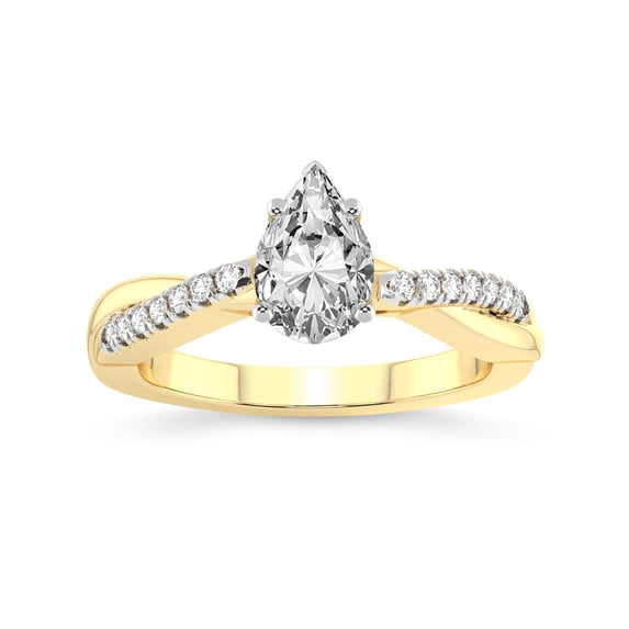 2 Carat IGI Certified Pear Shape Lab Grown Diamond Engagement Ring | 14K Yellow Gold | Twisted Vine Lab Diamond Ring | FG-VS1-VS2 Quality Friendly Diamonds