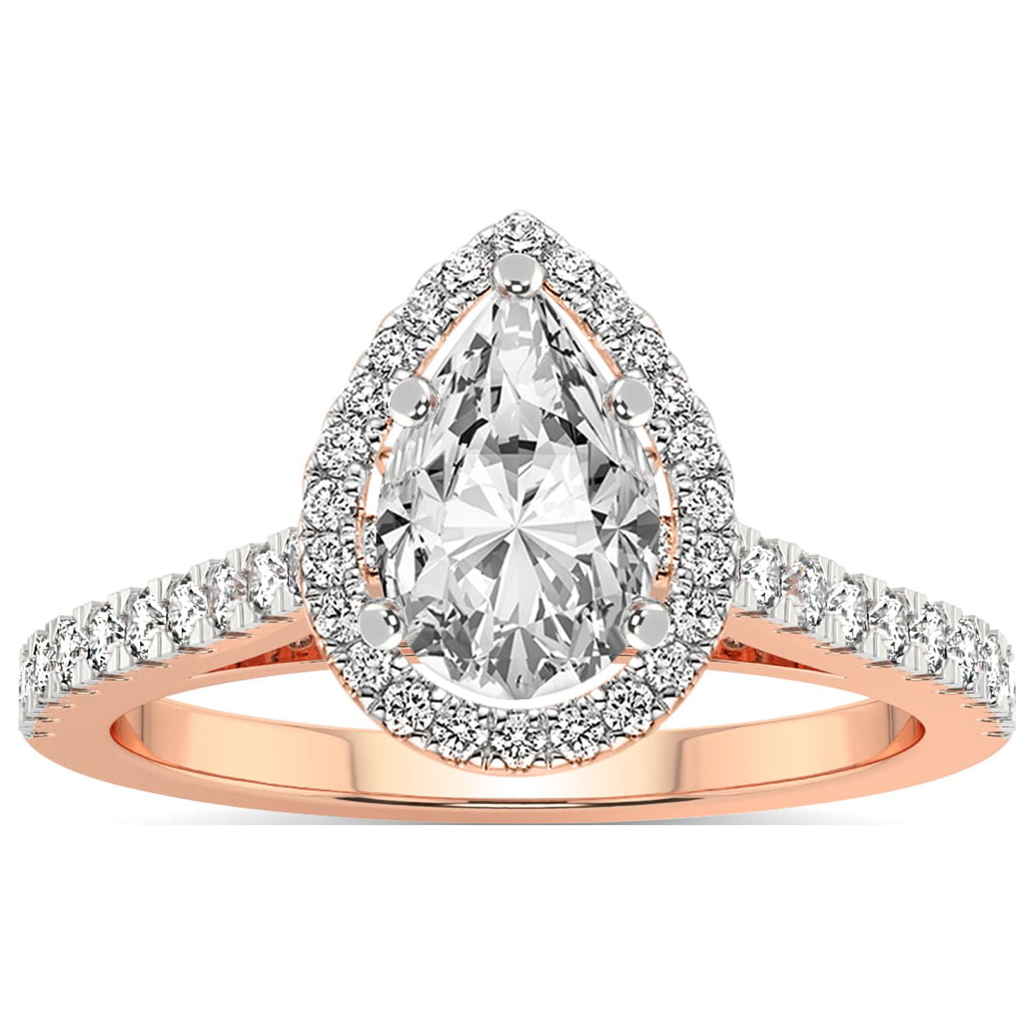Mia - 14K Yellow Gold Halo Pear Shape Diamond Engagement Ring - Wedding  Bands & Co.