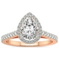 thumbnail image 1 of IGI Certified 2 Carat Pear Shape Lab Grown Diamond Engagement Ring | 14K Rose Gold | Rising Sun Halo Lab Diamond Ring | FG-VS1-VS2 Quality Friendly Diamonds, 1 of 6