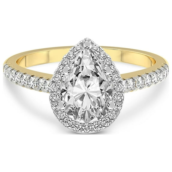 2 Carat | IGI Certified Pear Shape Lab Grown Diamond Engagement Ring For Women | 14K Yellow Gold | Lab Created Anastasia Halo Diamond Engagement Ring | FG-VS1-VS2 Quality
