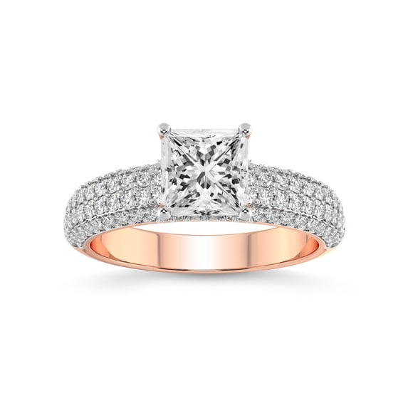 2 Carat IGI Certified Princess Shape Lab Grown Diamond Engagement Ring | 14K Rose Gold | Amira Luxe Secret Double Halo Lab Diamond Ring | FG-VS1-VS2 Quality Friendly Diamonds