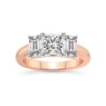 thumbnail image 1 of IGI Certified 2 Carat Princess Shape Lab Grown Diamond Engagement Ring | 14K Rose Gold | Lauren Three stone Emerald Shape Side Lab Diamond Ring | FG-VS1-VS2 Quality Friendly Diamonds, 1 of 6