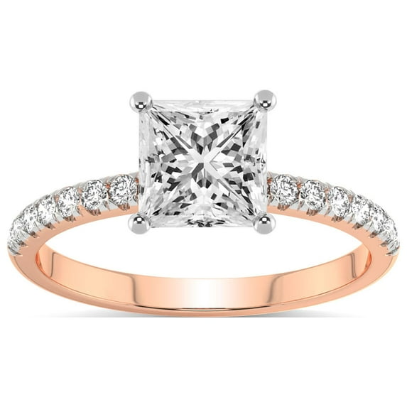 2 Carat IGI Certified Princess Shape Lab Grown Diamond Engagement Ring | 14K Rose Gold | Olivia Secret Halo Lab Diamond Ring | FG-VS1-VS2 Quality Friendly Diamonds