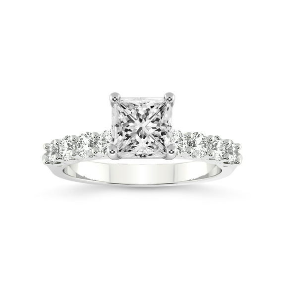 IGI Certified 2 Carat Princess Shape Lab Grown Diamond Engagement Ring | 14K White Gold | Cassidy Entwined Prongs Lab Diamond Ring | FG-VS1-VS2 Quality Friendly Diamonds