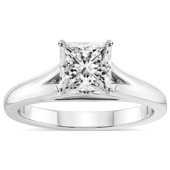 IGI Certified 2 Carat Princess Shape Lab Grown Diamond Engagement Ring | 14K White Gold | Cathedral Split Shank Solitaire Diamond Ring | FG-VS1-VS2 Quality Friendly Diamonds