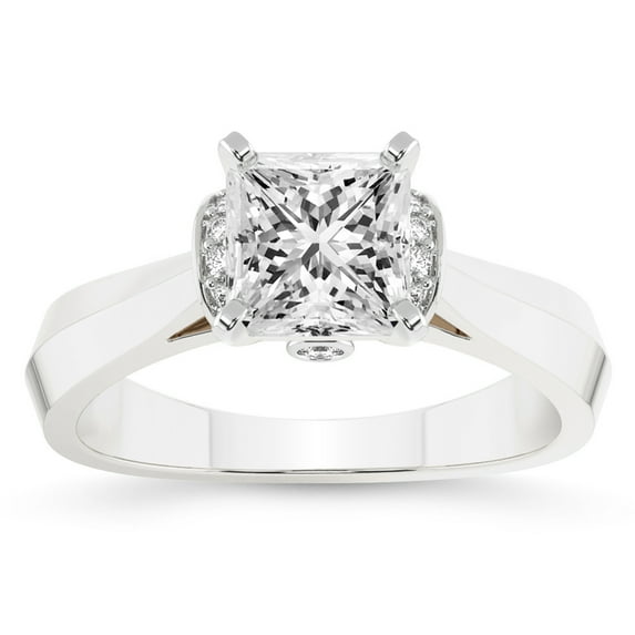 IGI Certified 2 Carat Princess Shape Lab Grown Diamond Engagement Ring | 14K White Gold | Delanie Side Cuff Lab Diamond Ring | FG-VS1-VS2 Quality Friendly Diamonds