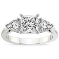 thumbnail image 1 of IGI Certified 2 Carat Princess Shape Lab Grown Diamond Engagement Ring | 14K White Gold | Della Three stone Pear Shape Side Lab Diamond Ring | FG-VS1-VS2 Quality Friendly Diamonds, 1 of 6