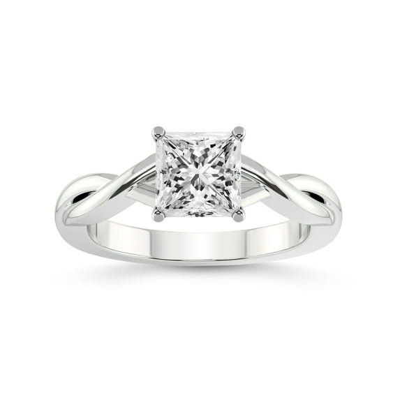 2 Carat IGI Certified Princess Shape Lab Grown Diamond Engagement Ring | 14K White Gold | Intertwine Bliss Solitaire Lab Diamond Ring | FG-VS1-VS2 Quality Friendly Diamonds