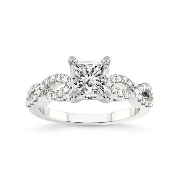 2 Carat IGI Certified Princess Shape Lab Grown Diamond Engagement Ring | 14K White Gold | Lorene Twisted Shank Lab Diamond Ring | FG-VS1-VS2 Quality Friendly Diamonds