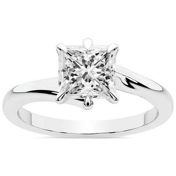 IGI Certified 2 Carat Princess Shape Lab Grown Diamond Engagement Ring | 14K White Gold | Seraphina Twist Prongs Solitaire Diamond Ring | FG-VS1-VS2 Quality Friendly Diamonds