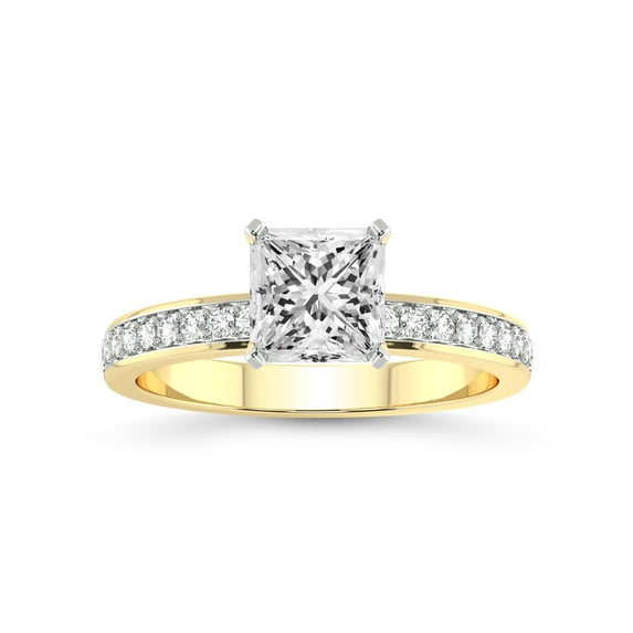2 Carat IGI Certified Princess Shape Lab Grown Diamond Engagement Ring | 14K Yellow Gold |Charm Of Love Eternity Lab Diamond Ring | FG-VS1-VS2 Quality Friendly Diamonds